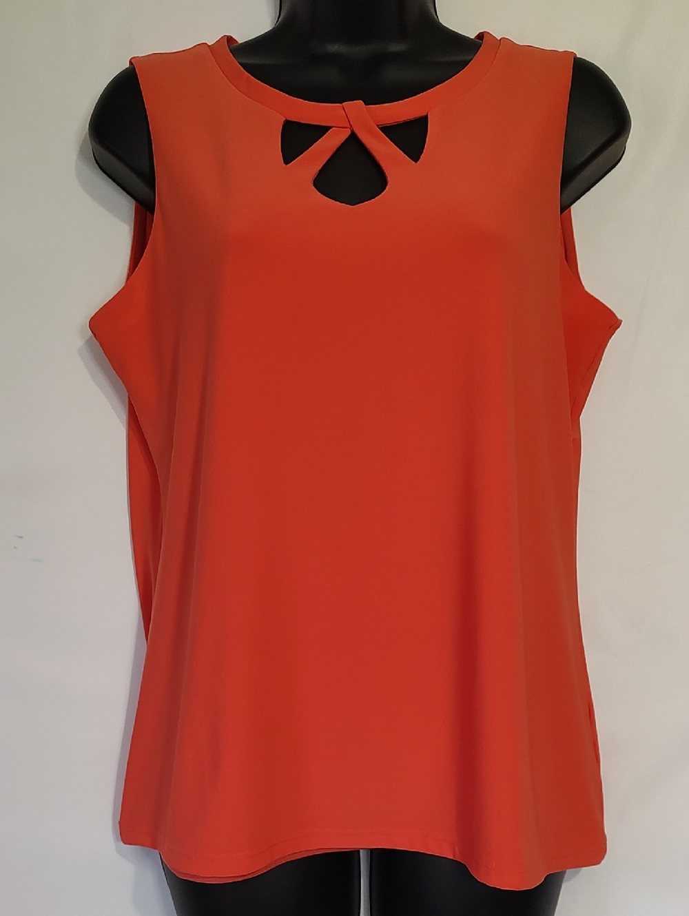Jones Studio Bright Orange Sleeveless Top with Neck Detail